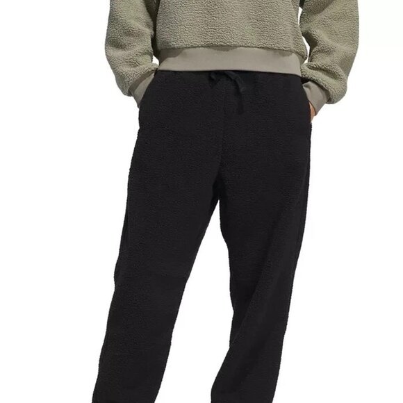 BNWT WOMEN'S ADIDAS COZE SHERPA BARREL LEG PULL ON PANTS BLACK US SIZE SMALL (S) - Picture 3 of 11